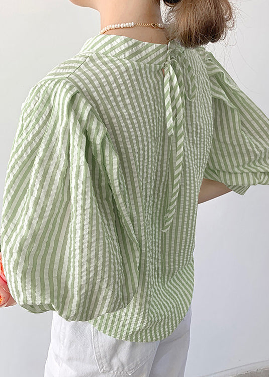 Women's Shirt Stand Collar Striped Summer Style 3