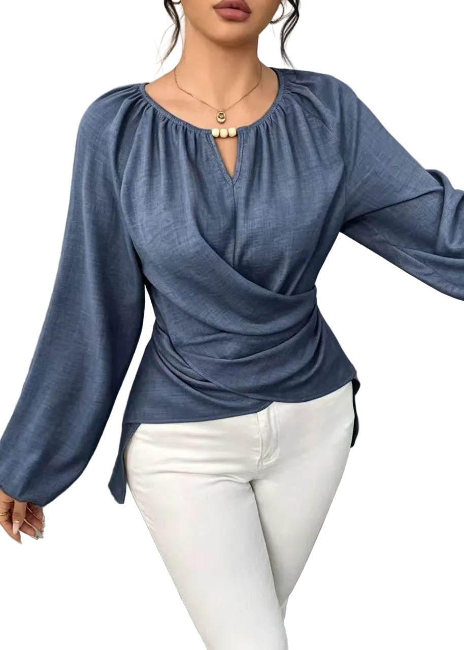 Women's Shirt Top Low High Design Fall Style 0