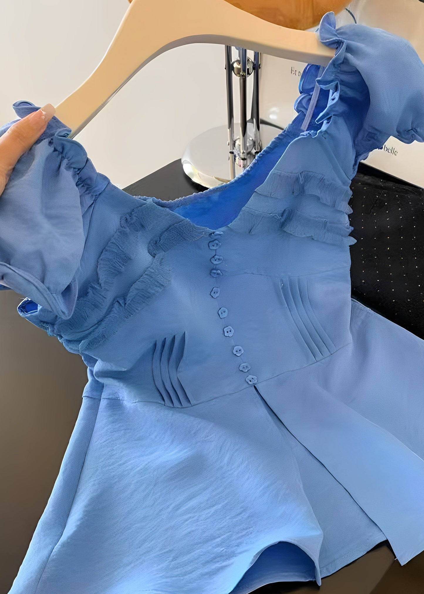 Women's Shirt Top Ruffled Side Open Summer Style 1