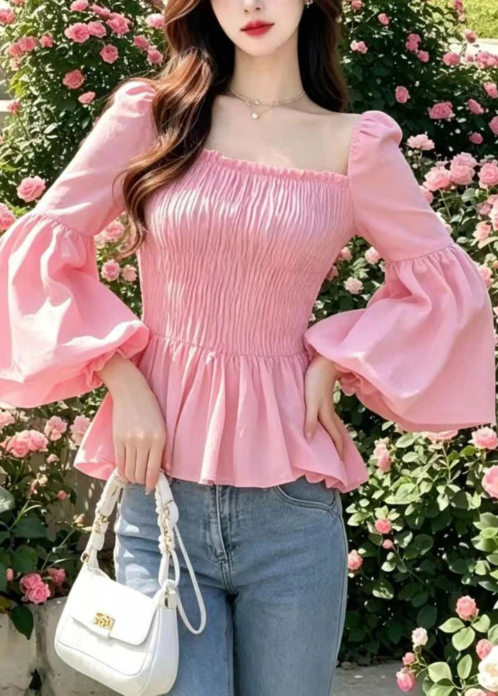 Women's Shirt Top Square Collar Flare Sleeve 3