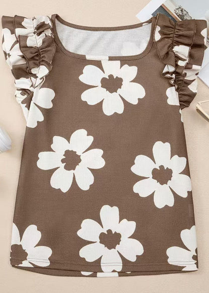 Women's Shirt Top Square Collar Printed Summer Style 2