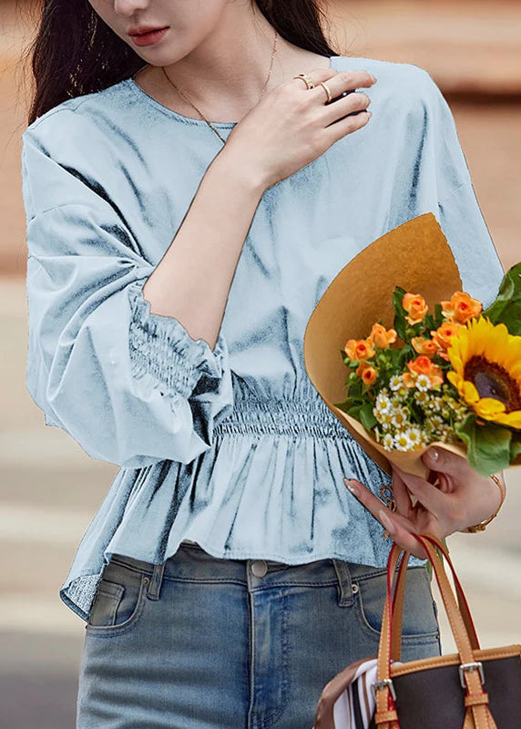 Women's Shirt Wrinkled Style with Elastic Waist and Flare Sleeves 3