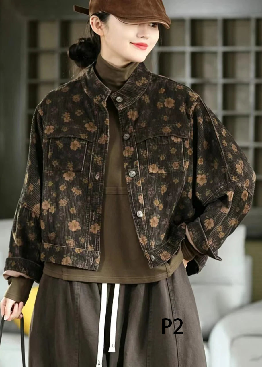 Women's Short Jacket Stand Collar Vintage Style 1