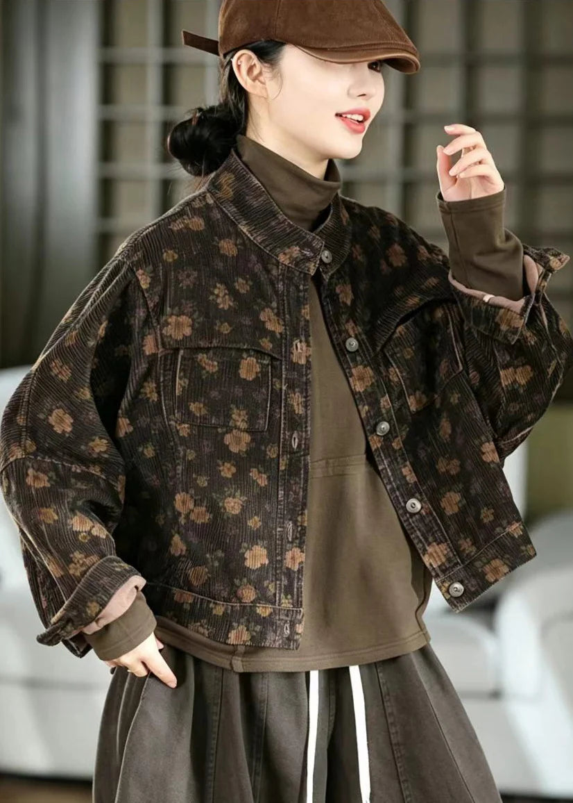 Women's Short Jacket Stand Collar Vintage Style 4
