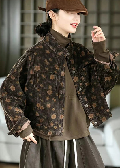 Women's Short Jacket Stand Collar Vintage Style 4