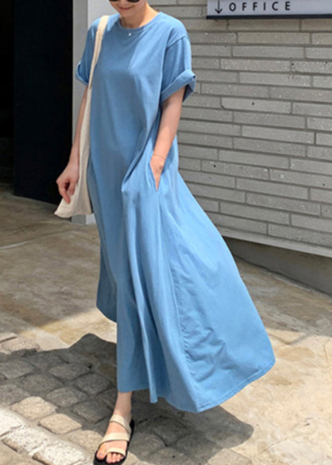 Women's Short Sleeve Dress O-Neck Loose Fit 1