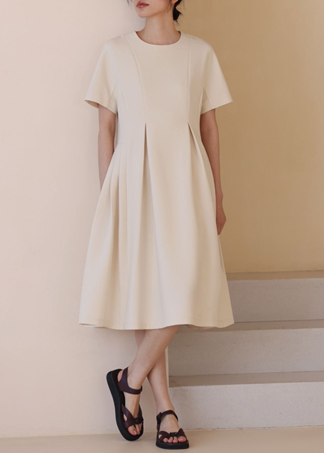 Women's Short Sleeve Dress O-Neck Loose Fit 2