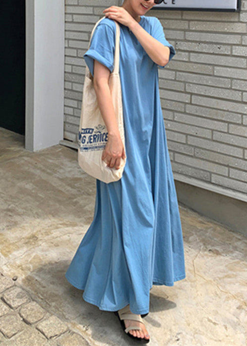 Women's Short Sleeve Dress O-Neck Loose Fit 2