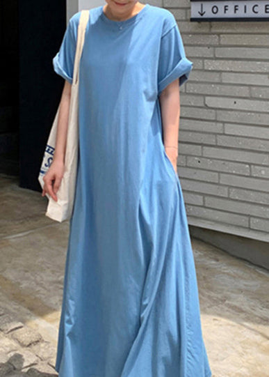 Women's Short Sleeve Dress O-Neck Loose Fit 3