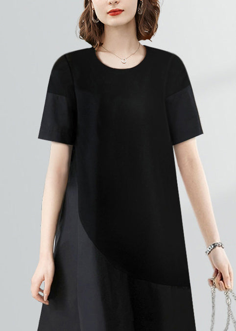 Women's Short Sleeve Dress O-Neck Patchwork Style 3
