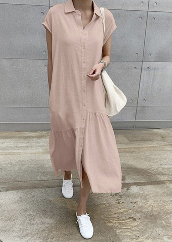 Women's Short Sleeve Dress Turn-Down Collar Casual Vacation Style 1