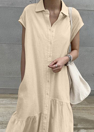 Women's Short Sleeve Dress Turn-Down Collar Casual Vacation Style 2