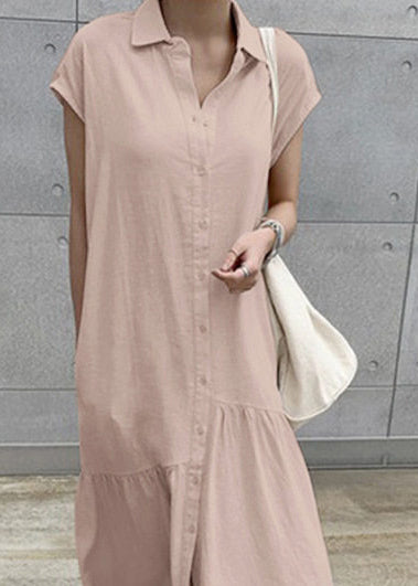 Women's Short Sleeve Dress Turn-Down Collar Casual Vacation Style 3