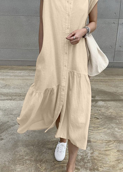 Women's Short Sleeve Dress Turn-Down Collar Casual Vacation Style 4