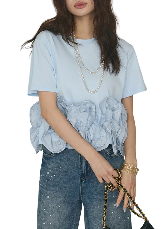 Women’s Short Sleeve Shirt Patchwork Floral Design 0
