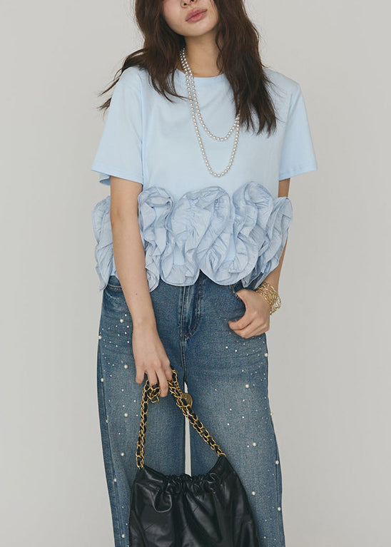 Women’s Short Sleeve Shirt Patchwork Floral Design 1