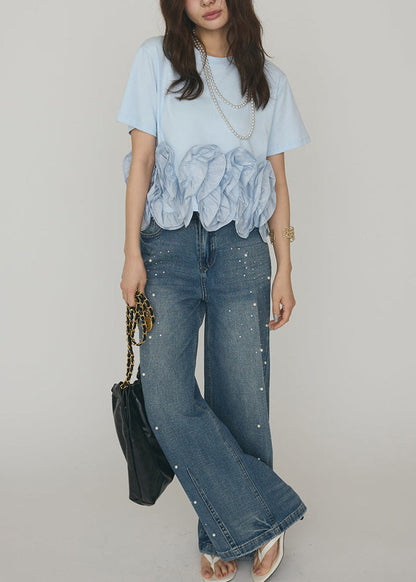 Women’s Short Sleeve Shirt Patchwork Floral Design 2