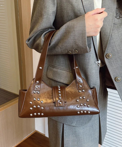 Women's Shoulder Bag with Rivet Accent and Zip Closure 0