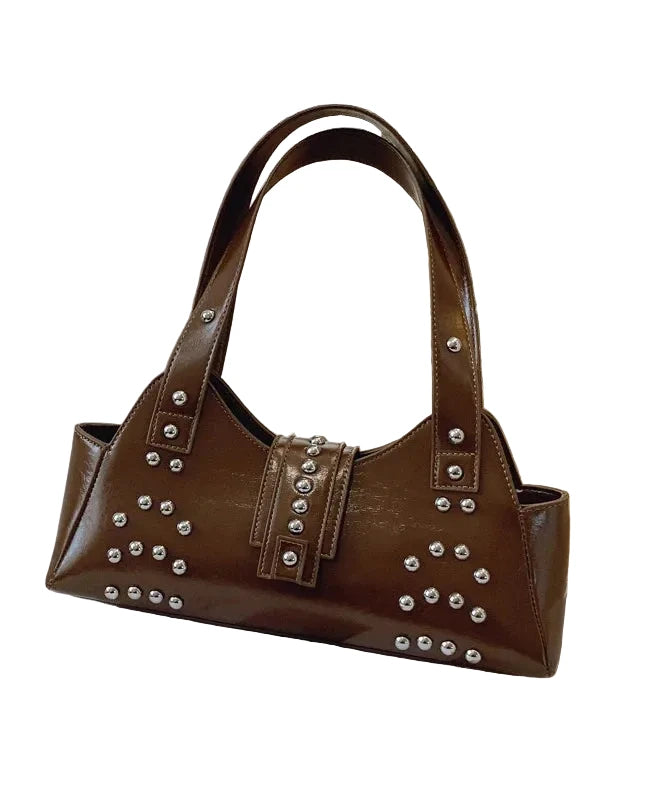 Women's Shoulder Bag with Rivet Accent and Zip Closure 4
