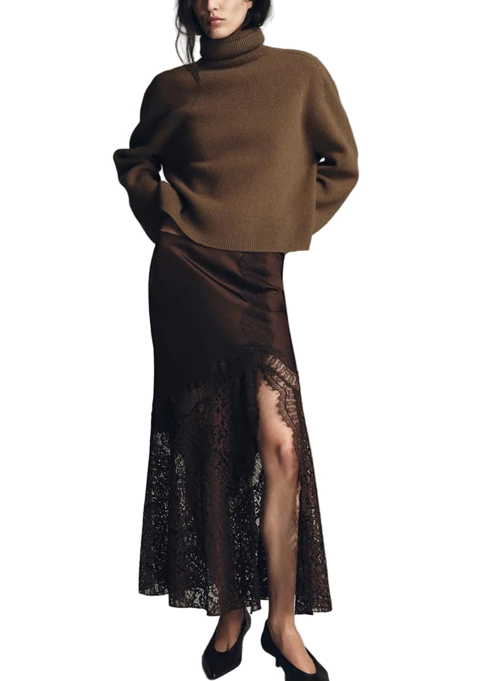 Women's Skirt Side Open Patchwork Lace Design 1