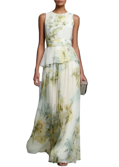 Women's Sleeveless Ankle Dress Patchwork Print 0