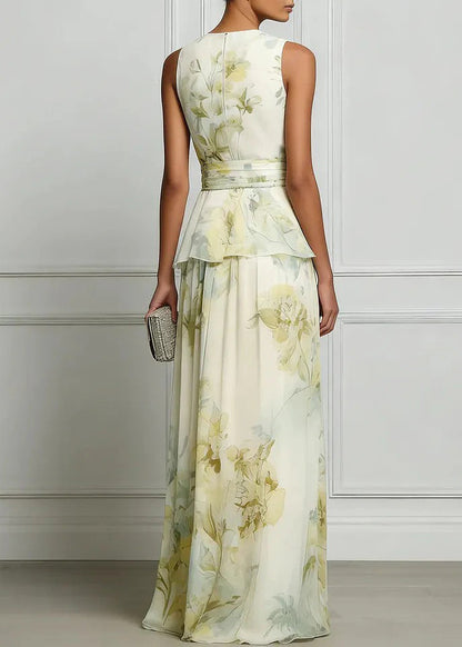 Women's Sleeveless Ankle Dress Patchwork Print 1