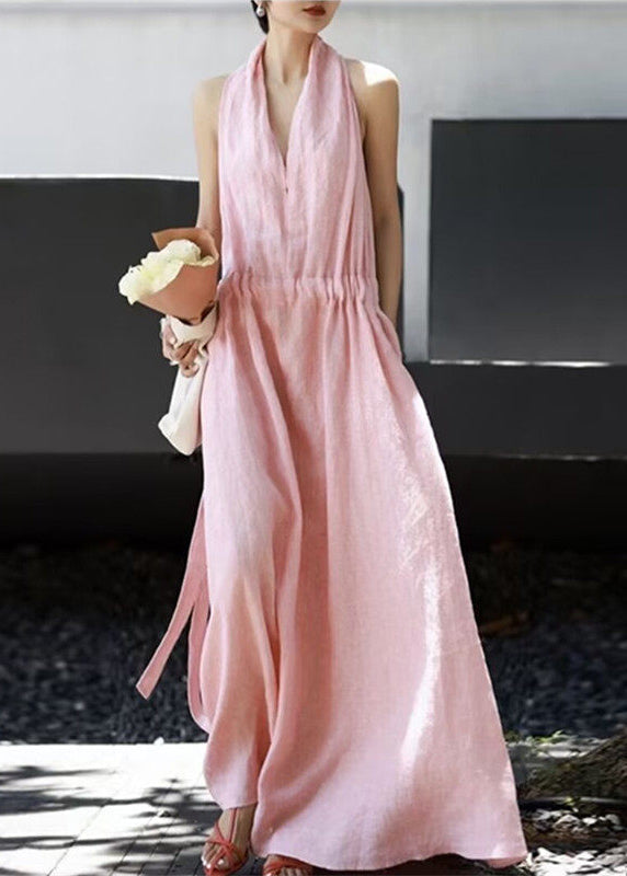 Women's Sleeveless Boho Dress V Neck Drawstring 1