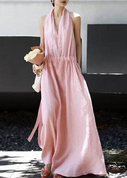 Women's Sleeveless Boho Dress V Neck Drawstring 1