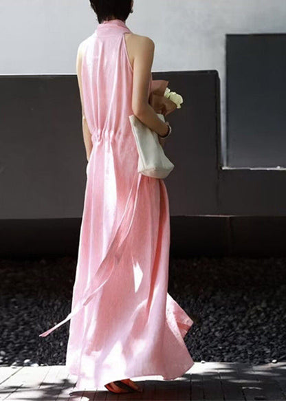 Women's Sleeveless Boho Dress V Neck Drawstring 3