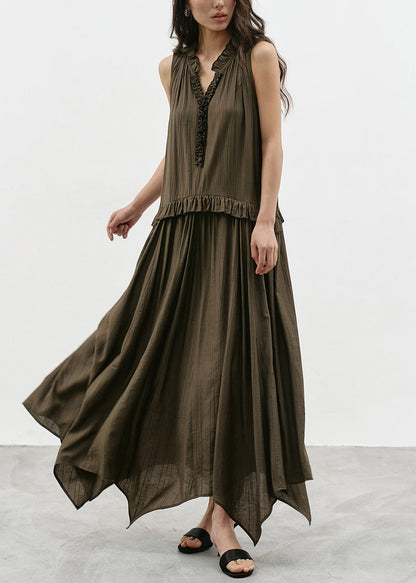 Women's Sleeveless Dress Asymmetrical V Neck Ruffled 2