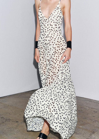 Women's Sleeveless Dress Backless Dot Print Spaghetti Strap 2