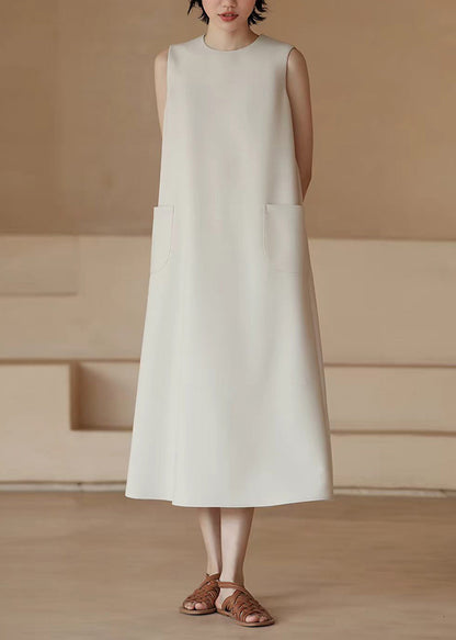 Women's Sleeveless Dress Draped with Pockets 2