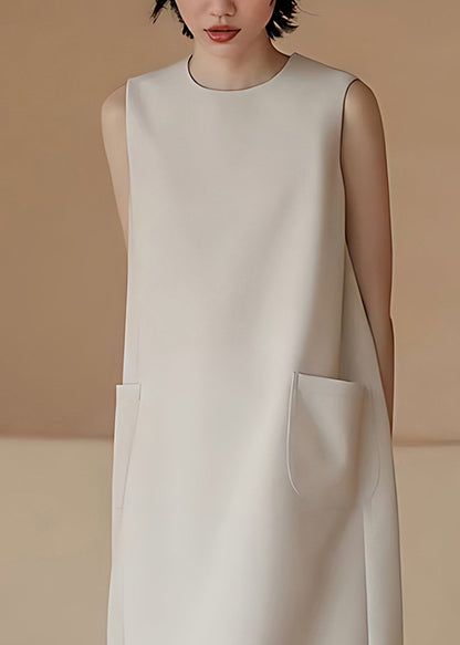 Women's Sleeveless Dress Draped with Pockets 3
