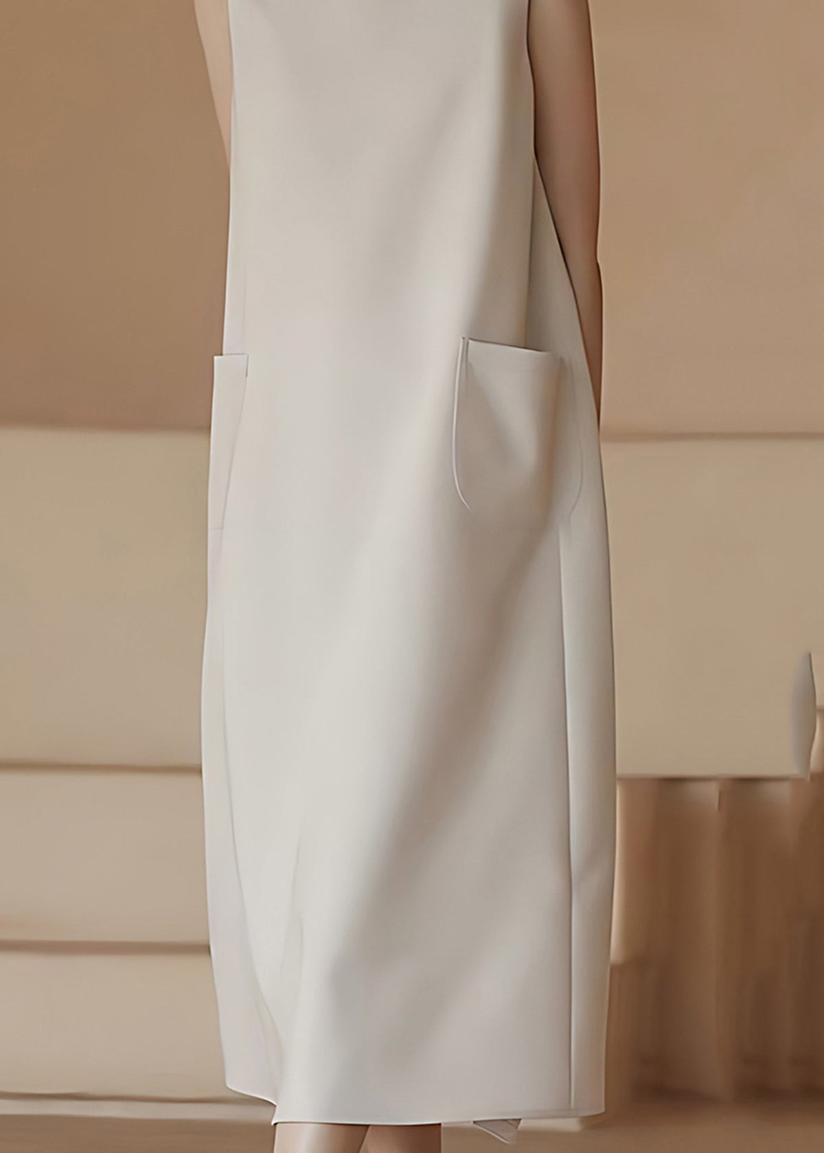 Women's Sleeveless Dress Draped with Pockets 4