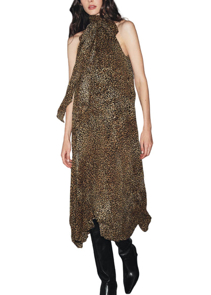 Women's Sleeveless Dress Leopard Print Patchwork 0