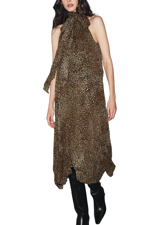 Women's Sleeveless Dress Leopard Print Patchwork 0