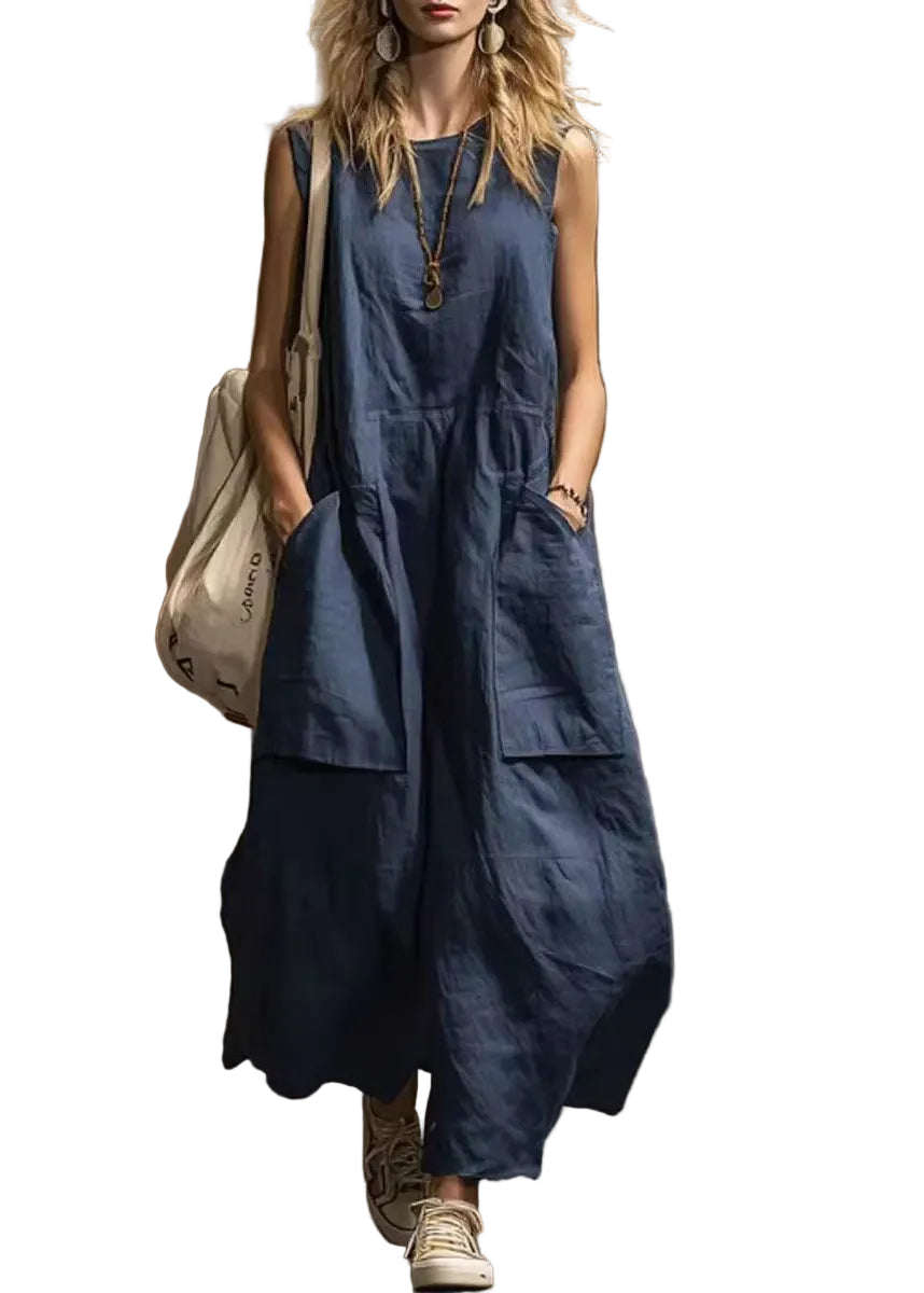 Women's Sleeveless Dress Loose Fit with Pockets 0