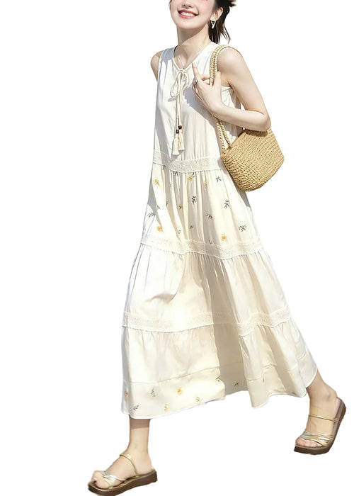 Women's Sleeveless Dress Patchwork Print Lace-Up Style 0
