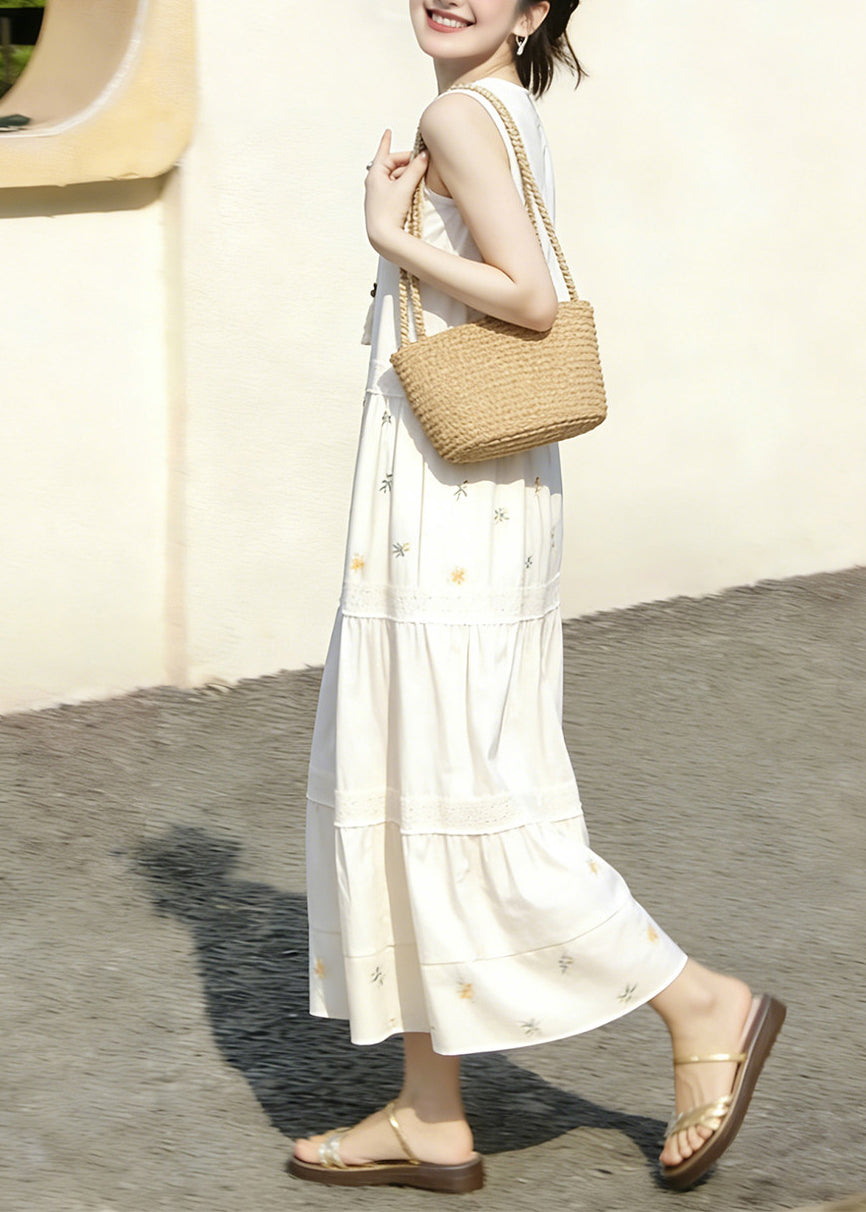 Women's Sleeveless Dress Patchwork Print Lace-Up Style 1