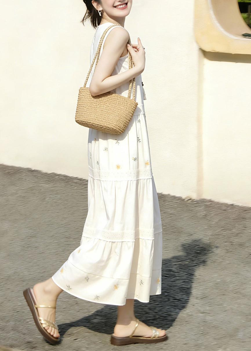 Women's Sleeveless Dress Patchwork Print Lace-Up Style 2