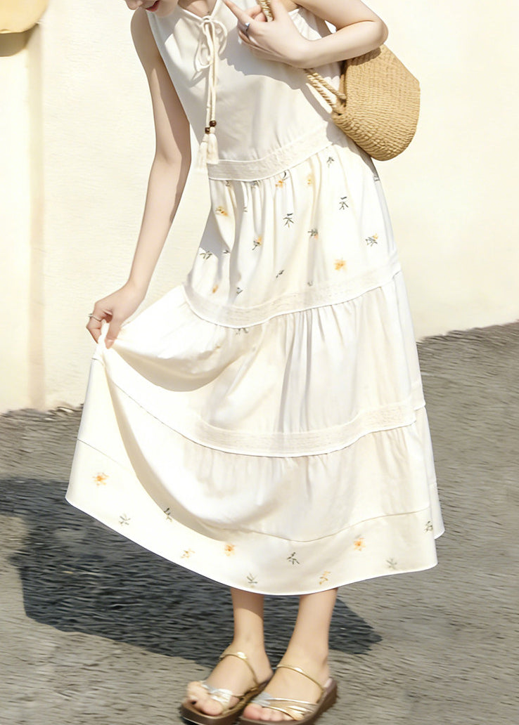 Women's Sleeveless Dress Patchwork Print Lace-Up Style 3