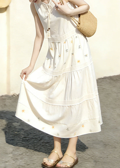 Women's Sleeveless Dress Patchwork Print Lace-Up Style 3
