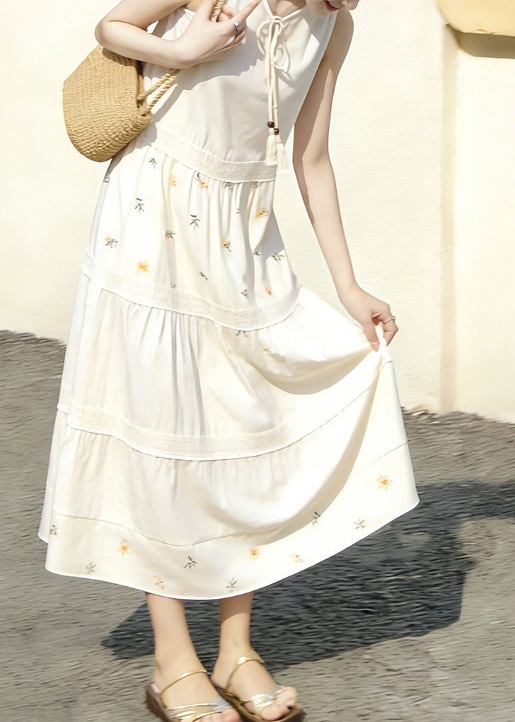 Women's Sleeveless Dress Patchwork Print Lace-Up Style 4