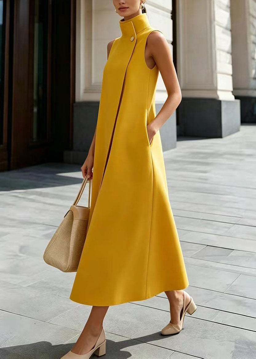 Women's Sleeveless Dress Stand Collar Button Front 2