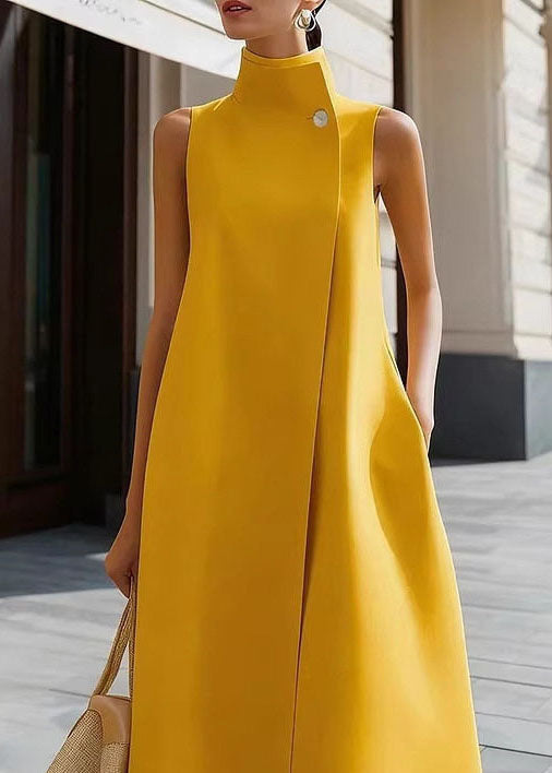 Women's Sleeveless Dress Stand Collar Button Front 3