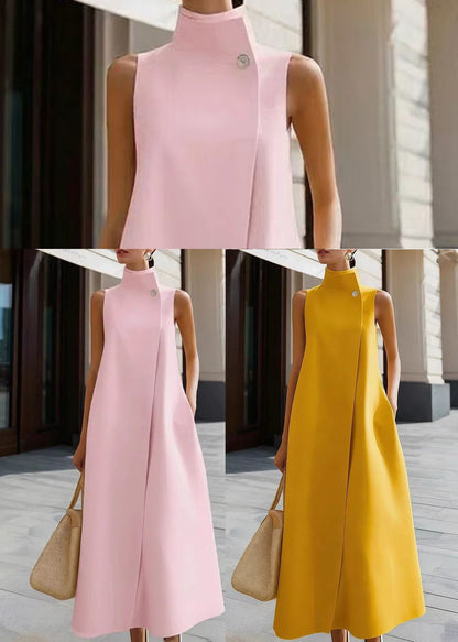Women's Sleeveless Dress Stand Collar Button Front 4