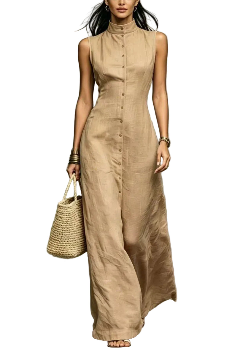Women's Sleeveless Dress Stand Collar Fitted Vacation Style 0