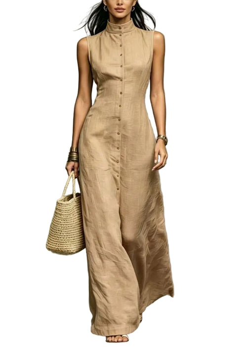 Women's Sleeveless Dress Stand Collar Fitted Vacation Style 0