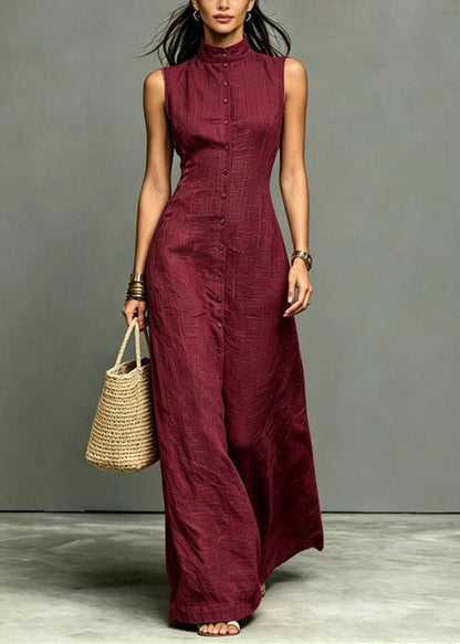 Women's Sleeveless Dress Stand Collar Fitted Vacation Style 1