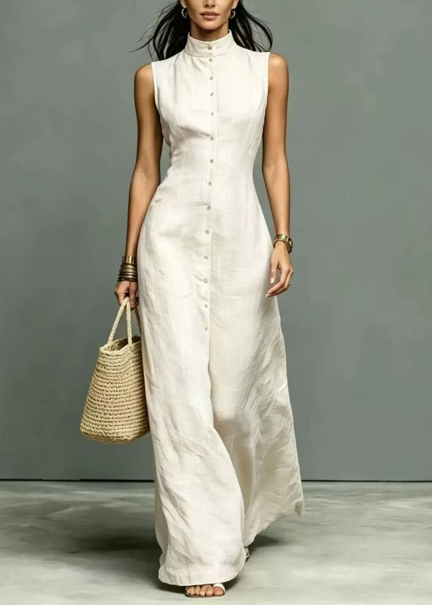 Women's Sleeveless Dress Stand Collar Fitted Vacation Style 4